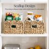 imageBest Choice Products 16x12 Scalloped Shelf Baskets Woven Storage Bins Pantry Organizer for Kitchen Living Room Bathroom Bedroom amp Laundry 2 Pack  Natural with White TrimNatural with White Trim