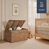 imageBest Choice Products 30 Storage Trunk wLid amp Handles Wicker Storage Toy Chest Rattan Storage Bench Wedding Trunk Assembled for Living Room Bedroom amp Kids Room  NaturalChestnut