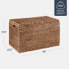 imageBest Choice Products 30 Storage Trunk wLid amp Handles Wicker Storage Toy Chest Rattan Storage Bench Wedding Trunk Assembled for Living Room Bedroom amp Kids Room  NaturalChestnut
