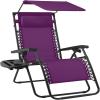 imageBest Choice Products 30 Wide Folding Zero Gravity Outdoor Recliner Patio Lounge Chair wAdjustable Canopy Shade Headrest Side Accessory Tray  MarineAmethyst Purple