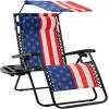 imageBest Choice Products 30 Wide Folding Zero Gravity Outdoor Recliner Patio Lounge Chair wAdjustable Canopy Shade Headrest Side Accessory Tray  MarineAmerican Flag