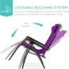 imageBest Choice Products 30 Wide Folding Zero Gravity Outdoor Recliner Patio Lounge Chair wAdjustable Canopy Shade Headrest Side Accessory Tray  MarineAmethyst Purple