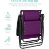 imageBest Choice Products 30 Wide Folding Zero Gravity Outdoor Recliner Patio Lounge Chair wAdjustable Canopy Shade Headrest Side Accessory Tray  MarineAmethyst Purple