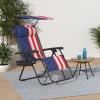 imageBest Choice Products 30 Wide Folding Zero Gravity Outdoor Recliner Patio Lounge Chair wAdjustable Canopy Shade Headrest Side Accessory Tray  MarineAmerican Flag