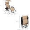 imageBest Choice Products 30 Wide Folding Zero Gravity Outdoor Recliner Patio Lounge Chair wAdjustable Canopy Shade Headrest Side Accessory Tray  MarineBeige