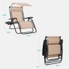 imageBest Choice Products 30 Wide Folding Zero Gravity Outdoor Recliner Patio Lounge Chair wAdjustable Canopy Shade Headrest Side Accessory Tray  MarineBeige