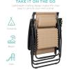 imageBest Choice Products 30 Wide Folding Zero Gravity Outdoor Recliner Patio Lounge Chair wAdjustable Canopy Shade Headrest Side Accessory Tray  MarineBeige