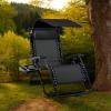 imageBest Choice Products 30 Wide Folding Zero Gravity Outdoor Recliner Patio Lounge Chair wAdjustable Canopy Shade Headrest Side Accessory Tray  MarineBlack