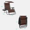 imageBest Choice Products 30 Wide Folding Zero Gravity Outdoor Recliner Patio Lounge Chair wAdjustable Canopy Shade Headrest Side Accessory Tray  MarineBrown