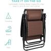imageBest Choice Products 30 Wide Folding Zero Gravity Outdoor Recliner Patio Lounge Chair wAdjustable Canopy Shade Headrest Side Accessory Tray  MarineBrown