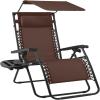 imageBest Choice Products 30 Wide Folding Zero Gravity Outdoor Recliner Patio Lounge Chair wAdjustable Canopy Shade Headrest Side Accessory Tray  MarineBrown