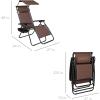 imageBest Choice Products 30 Wide Folding Zero Gravity Outdoor Recliner Patio Lounge Chair wAdjustable Canopy Shade Headrest Side Accessory Tray  MarineBrown