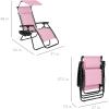 imageBest Choice Products 30 Wide Folding Zero Gravity Outdoor Recliner Patio Lounge Chair wAdjustable Canopy Shade Headrest Side Accessory Tray  MarineBubblegum Pink