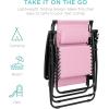 imageBest Choice Products 30 Wide Folding Zero Gravity Outdoor Recliner Patio Lounge Chair wAdjustable Canopy Shade Headrest Side Accessory Tray  MarineBubblegum Pink