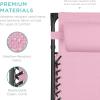 imageBest Choice Products 30 Wide Folding Zero Gravity Outdoor Recliner Patio Lounge Chair wAdjustable Canopy Shade Headrest Side Accessory Tray  MarineBubblegum Pink