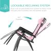 imageBest Choice Products 30 Wide Folding Zero Gravity Outdoor Recliner Patio Lounge Chair wAdjustable Canopy Shade Headrest Side Accessory Tray  MarineBubblegum Pink