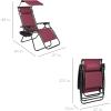 imageBest Choice Products 30 Wide Folding Zero Gravity Outdoor Recliner Patio Lounge Chair wAdjustable Canopy Shade Headrest Side Accessory Tray  MarineBurgundy
