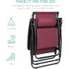 imageBest Choice Products 30 Wide Folding Zero Gravity Outdoor Recliner Patio Lounge Chair wAdjustable Canopy Shade Headrest Side Accessory Tray  MarineBurgundy