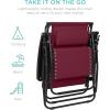 imageBest Choice Products 30 Wide Folding Zero Gravity Outdoor Recliner Patio Lounge Chair wAdjustable Canopy Shade Headrest Side Accessory Tray  MarineBurgundy