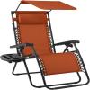 imageBest Choice Products 30 Wide Folding Zero Gravity Outdoor Recliner Patio Lounge Chair wAdjustable Canopy Shade Headrest Side Accessory Tray  MarineBurnt Orange