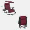 imageBest Choice Products 30 Wide Folding Zero Gravity Outdoor Recliner Patio Lounge Chair wAdjustable Canopy Shade Headrest Side Accessory Tray  MarineBurgundy
