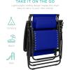 imageBest Choice Products 30 Wide Folding Zero Gravity Outdoor Recliner Patio Lounge Chair wAdjustable Canopy Shade Headrest Side Accessory Tray  MarineCobalt Blue