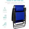 imageBest Choice Products 30 Wide Folding Zero Gravity Outdoor Recliner Patio Lounge Chair wAdjustable Canopy Shade Headrest Side Accessory Tray  MarineCobalt Blue
