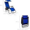 imageBest Choice Products 30 Wide Folding Zero Gravity Outdoor Recliner Patio Lounge Chair wAdjustable Canopy Shade Headrest Side Accessory Tray  MarineCobalt Blue