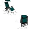 imageBest Choice Products 30 Wide Folding Zero Gravity Outdoor Recliner Patio Lounge Chair wAdjustable Canopy Shade Headrest Side Accessory Tray  MarineForest Green