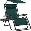 imageBest Choice Products 30 Wide Folding Zero Gravity Outdoor Recliner Patio Lounge Chair wAdjustable Canopy Shade Headrest Side Accessory Tray  MarineForest Green