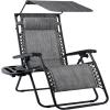 imageBest Choice Products 30 Wide Folding Zero Gravity Outdoor Recliner Patio Lounge Chair wAdjustable Canopy Shade Headrest Side Accessory Tray  MarineGrey