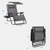 imageBest Choice Products 30 Wide Folding Zero Gravity Outdoor Recliner Patio Lounge Chair wAdjustable Canopy Shade Headrest Side Accessory Tray  MarineGrey
