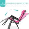 imageBest Choice Products 30 Wide Folding Zero Gravity Outdoor Recliner Patio Lounge Chair wAdjustable Canopy Shade Headrest Side Accessory Tray  MarineHot PinkBlack