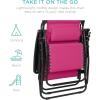imageBest Choice Products 30 Wide Folding Zero Gravity Outdoor Recliner Patio Lounge Chair wAdjustable Canopy Shade Headrest Side Accessory Tray  MarineHot PinkBlack
