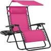 imageBest Choice Products 30 Wide Folding Zero Gravity Outdoor Recliner Patio Lounge Chair wAdjustable Canopy Shade Headrest Side Accessory Tray  MarineHot PinkBlack