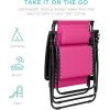 imageBest Choice Products 30 Wide Folding Zero Gravity Outdoor Recliner Patio Lounge Chair wAdjustable Canopy Shade Headrest Side Accessory Tray  MarineHot PinkBlack