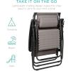imageBest Choice Products 30 Wide Folding Zero Gravity Outdoor Recliner Patio Lounge Chair wAdjustable Canopy Shade Headrest Side Accessory Tray  MarineIce Gray