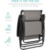 imageBest Choice Products 30 Wide Folding Zero Gravity Outdoor Recliner Patio Lounge Chair wAdjustable Canopy Shade Headrest Side Accessory Tray  MarineIce Gray
