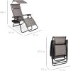 imageBest Choice Products 30 Wide Folding Zero Gravity Outdoor Recliner Patio Lounge Chair wAdjustable Canopy Shade Headrest Side Accessory Tray  MarineIce Gray