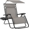 imageBest Choice Products 30 Wide Folding Zero Gravity Outdoor Recliner Patio Lounge Chair wAdjustable Canopy Shade Headrest Side Accessory Tray  MarineIce Gray