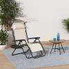 imageBest Choice Products 30 Wide Folding Zero Gravity Outdoor Recliner Patio Lounge Chair wAdjustable Canopy Shade Headrest Side Accessory Tray  MarineIvory