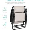 imageBest Choice Products 30 Wide Folding Zero Gravity Outdoor Recliner Patio Lounge Chair wAdjustable Canopy Shade Headrest Side Accessory Tray  MarineIvory