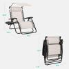 imageBest Choice Products 30 Wide Folding Zero Gravity Outdoor Recliner Patio Lounge Chair wAdjustable Canopy Shade Headrest Side Accessory Tray  MarineIvory