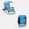 imageBest Choice Products 30 Wide Folding Zero Gravity Outdoor Recliner Patio Lounge Chair wAdjustable Canopy Shade Headrest Side Accessory Tray  MarineLight Blue