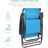 imageBest Choice Products 30 Wide Folding Zero Gravity Outdoor Recliner Patio Lounge Chair wAdjustable Canopy Shade Headrest Side Accessory Tray  MarineLight Blue