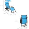 imageBest Choice Products 30 Wide Folding Zero Gravity Outdoor Recliner Patio Lounge Chair wAdjustable Canopy Shade Headrest Side Accessory Tray  MarineLight Blue