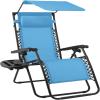 imageBest Choice Products 30 Wide Folding Zero Gravity Outdoor Recliner Patio Lounge Chair wAdjustable Canopy Shade Headrest Side Accessory Tray  MarineLight Blue