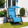 imageBest Choice Products 30 Wide Folding Zero Gravity Outdoor Recliner Patio Lounge Chair wAdjustable Canopy Shade Headrest Side Accessory Tray  MarineLight Blue