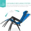 imageBest Choice Products 30 Wide Folding Zero Gravity Outdoor Recliner Patio Lounge Chair wAdjustable Canopy Shade Headrest Side Accessory Tray  MarineMarine Blue