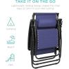 imageBest Choice Products 30 Wide Folding Zero Gravity Outdoor Recliner Patio Lounge Chair wAdjustable Canopy Shade Headrest Side Accessory Tray  MarineNavy Blue